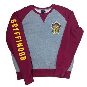 Universal Gryffindor Crewneck Sweatshirt - Gray and Maroon with Yellow Lettering
